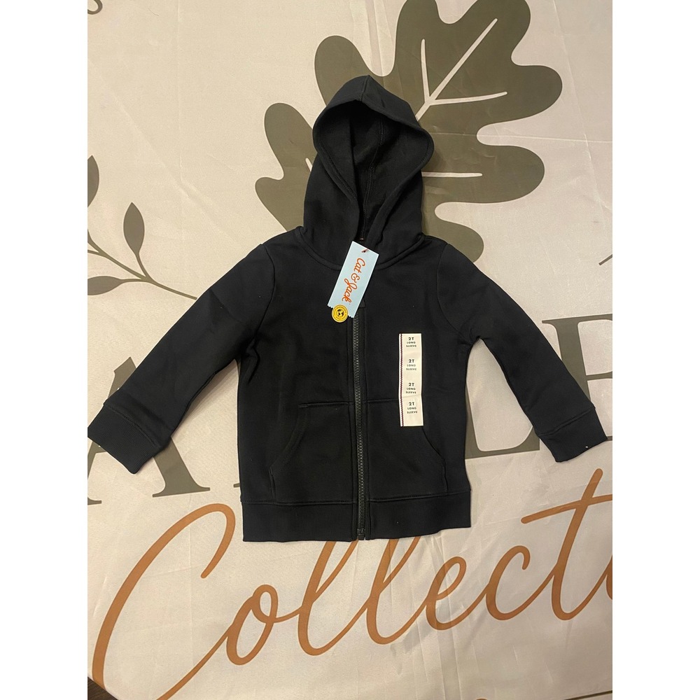 Cat & Jack Zip-Up Hoodie Toddler 2T Black NWT Long Sleeve Fleece Sweatshirt